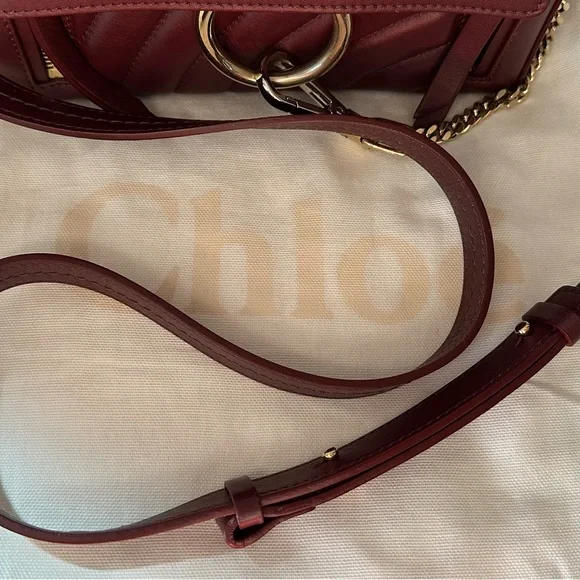 CHLOE MINI FAYE DAY BAG IN BURNT BROWN LEATHER